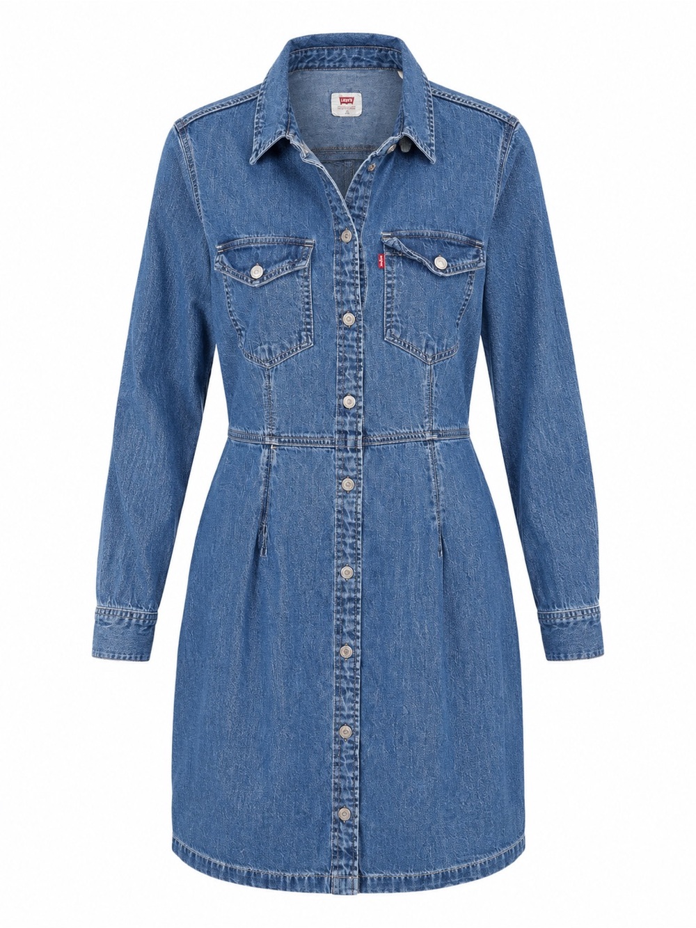 Levi's Medium Blue Denim Button-Front Shirt Dress